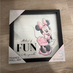Disney 100 Minnie Mouse Wall Decor 10x10 Framed Art Pink Black New